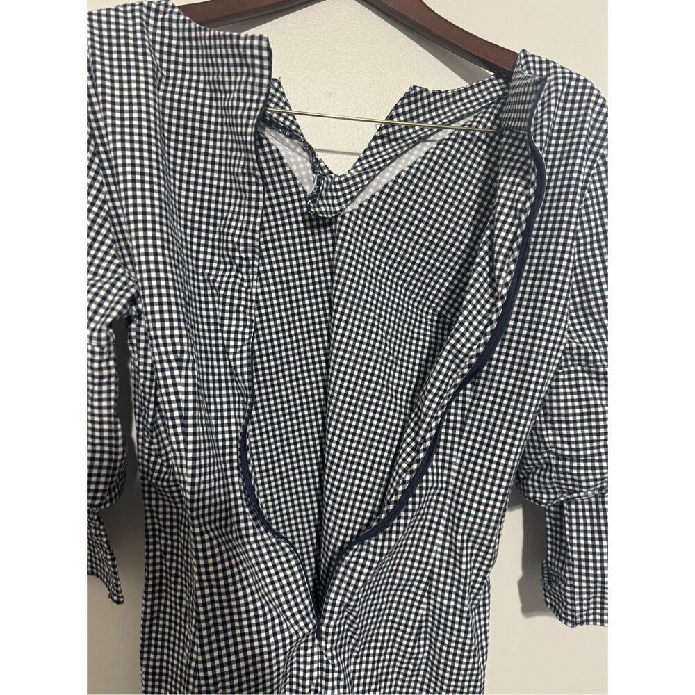 J Mclaughlin Dress Womens Large Black Letty Bell Sleeve Gingham Ruffled Stretch - Picture 7 of 9